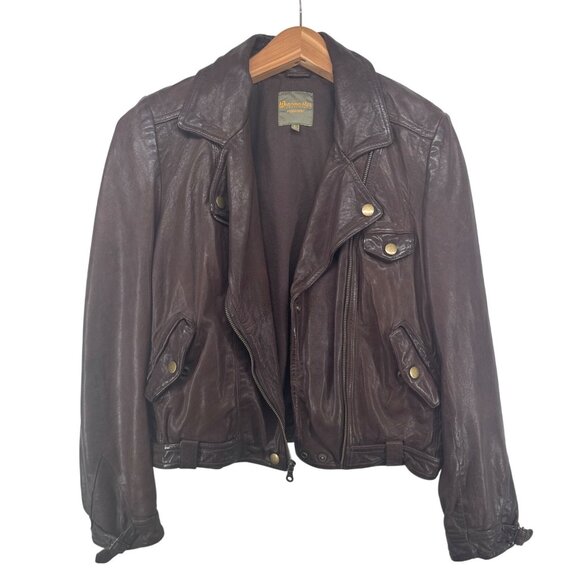Wearmaster Madewell Women Jacket Sz L Brown Leather Biker Moto Streetwear SoftAF - Picture 1 of 12